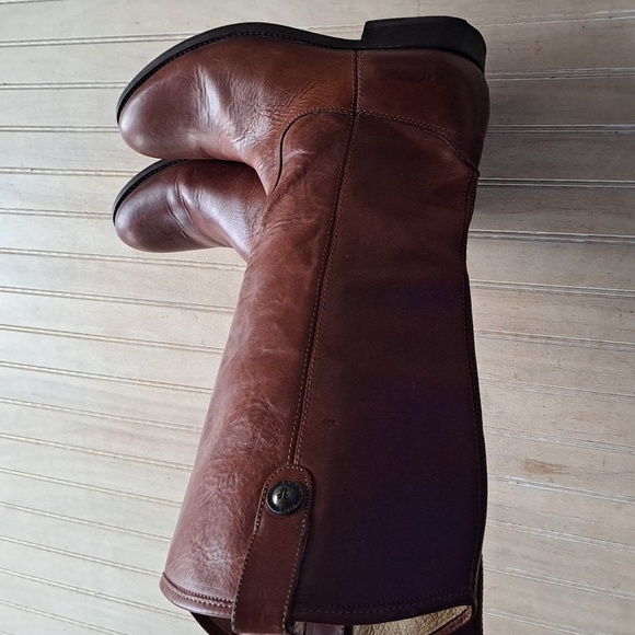 FRYE MELISSA BUTTON RIDING WESTERN TALL BOOTS COGNAC BROWN CLASSIC $348 - Picture 5 of 16
